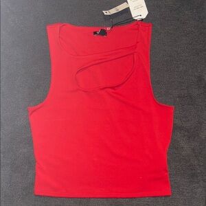 Express Red Crop Cutout Tank Top Body Contour